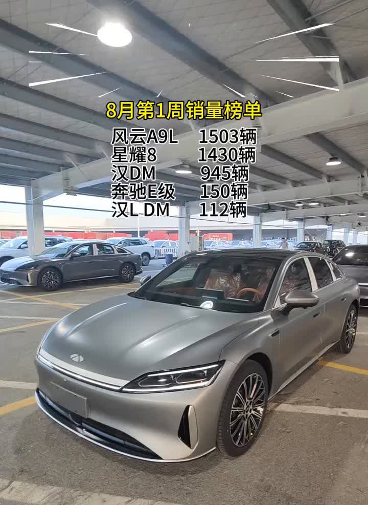 8月首周销量登顶，风云A9L斩获C级插混销冠。8月第1周销量榜单。·风云