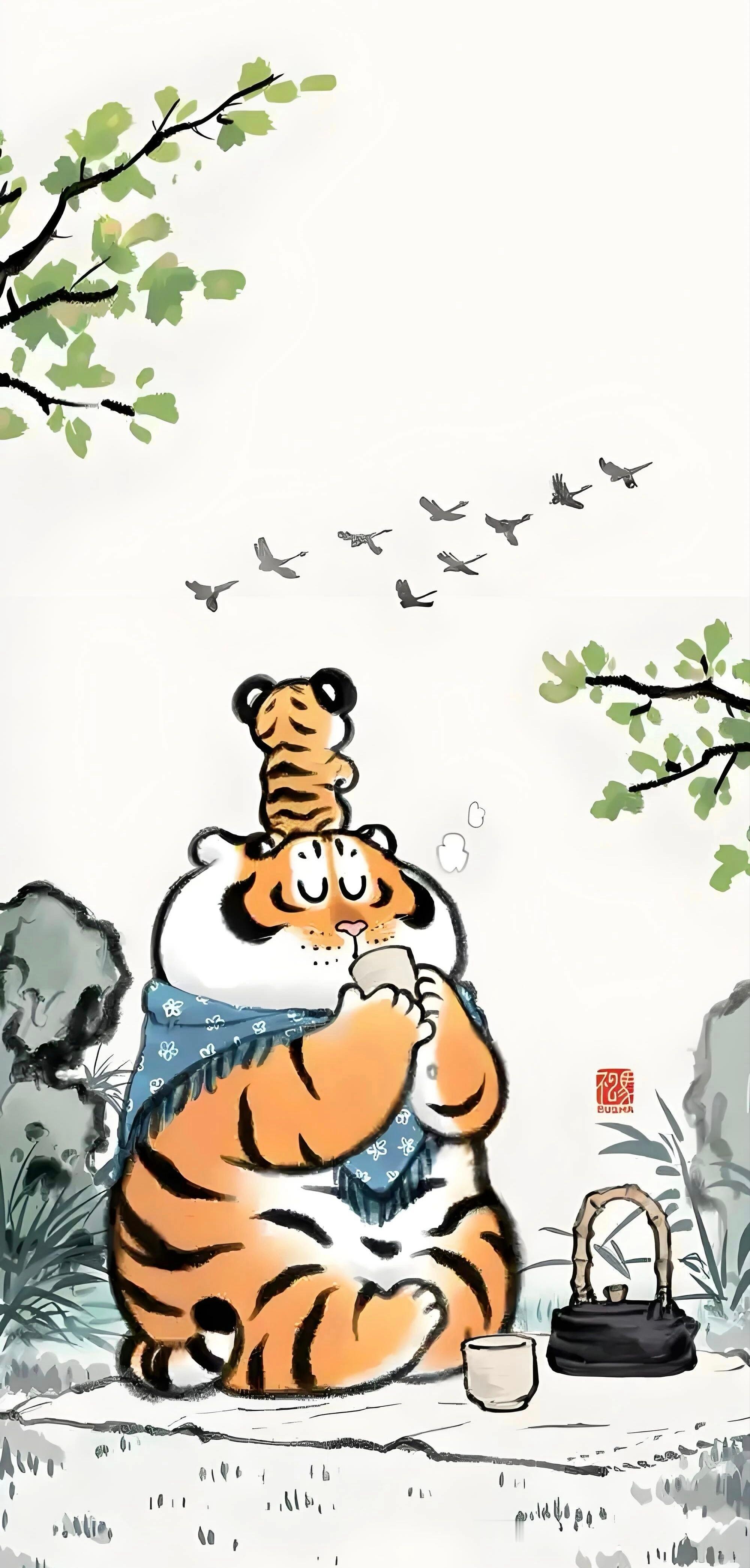 动漫春日企画壁纸一人安利一部国漫心中有春色，悠然四月天。我不是胖虎，春日壁纸。