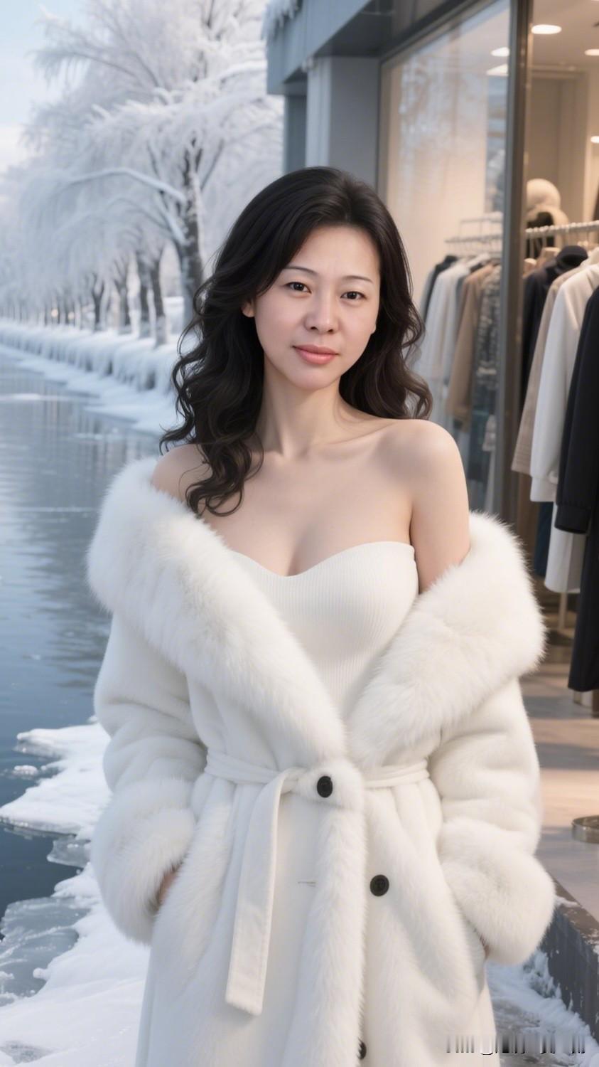 雪中美人立，白衣似玉洁。分享生活中幸福的瞬间冬日雪景中的时尚大片，毛茸茸外套与