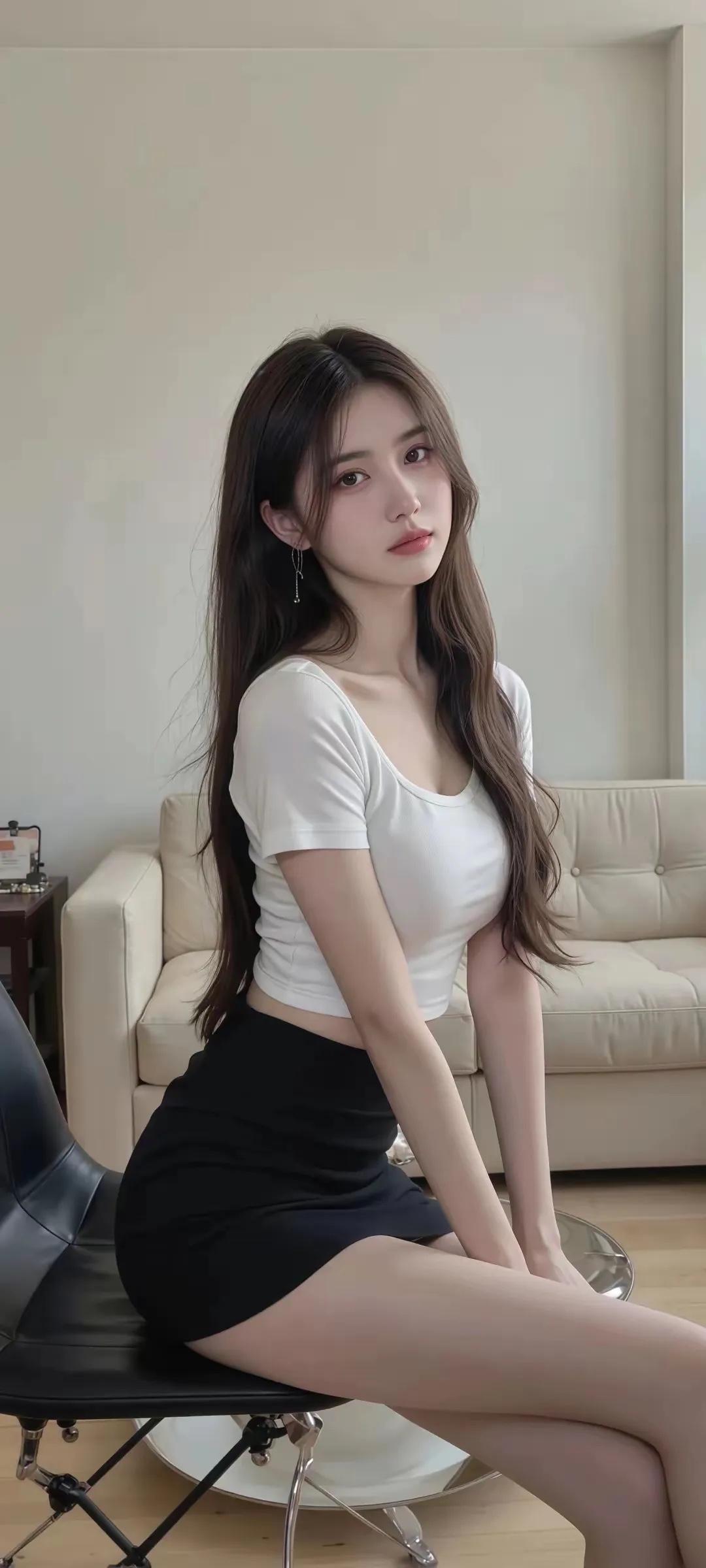 优雅黑裙与白T的完美搭配，简约而不失时尚！👗👠