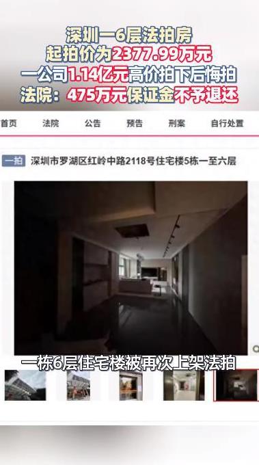 “这下后悔了吧！”6月25日，广东深圳，一处六层楼高的楼房被法拍，起拍价2377