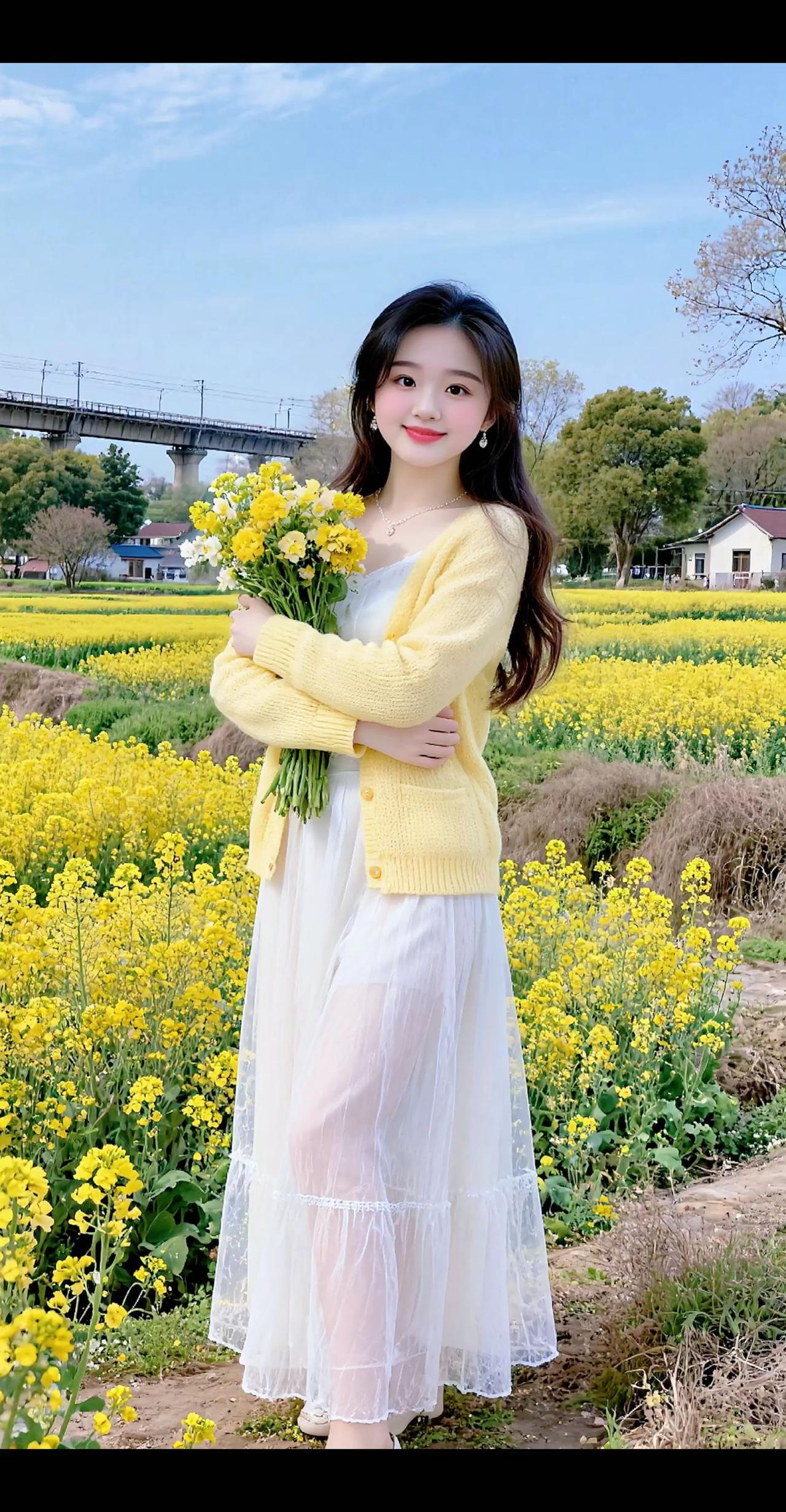 美丽的油菜花油菜花拍照油菜花打卡油菜花好美特效同款视频