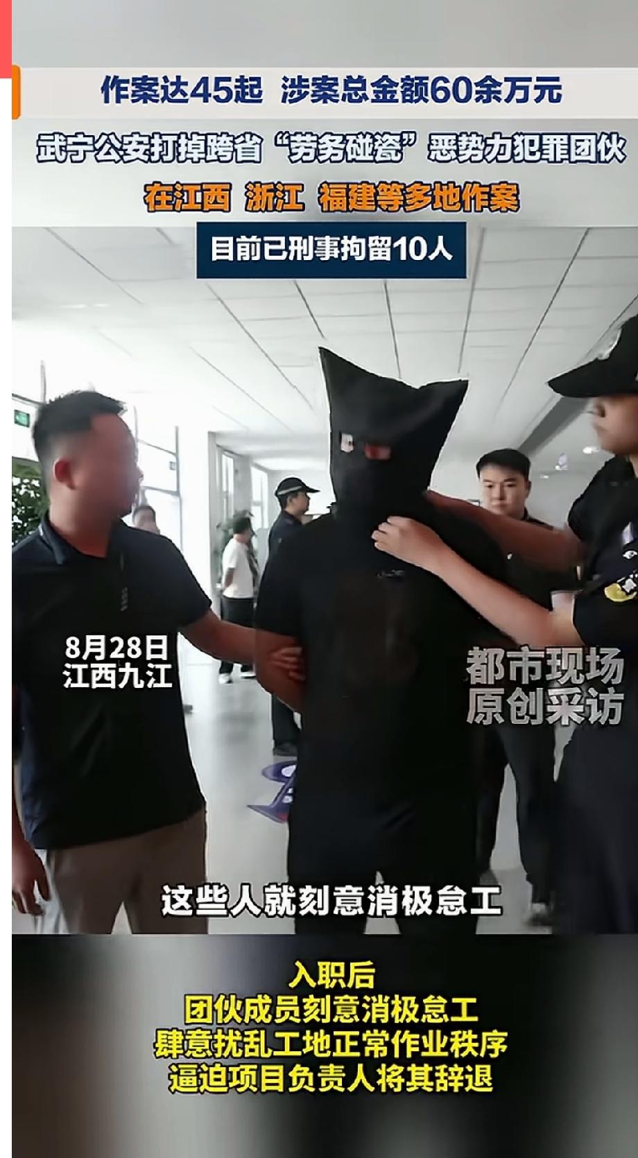 劳务碰瓷！作案达45起，涉案总金额，60余万，武宁公安打掉跨省恶势力犯罪团伙，该