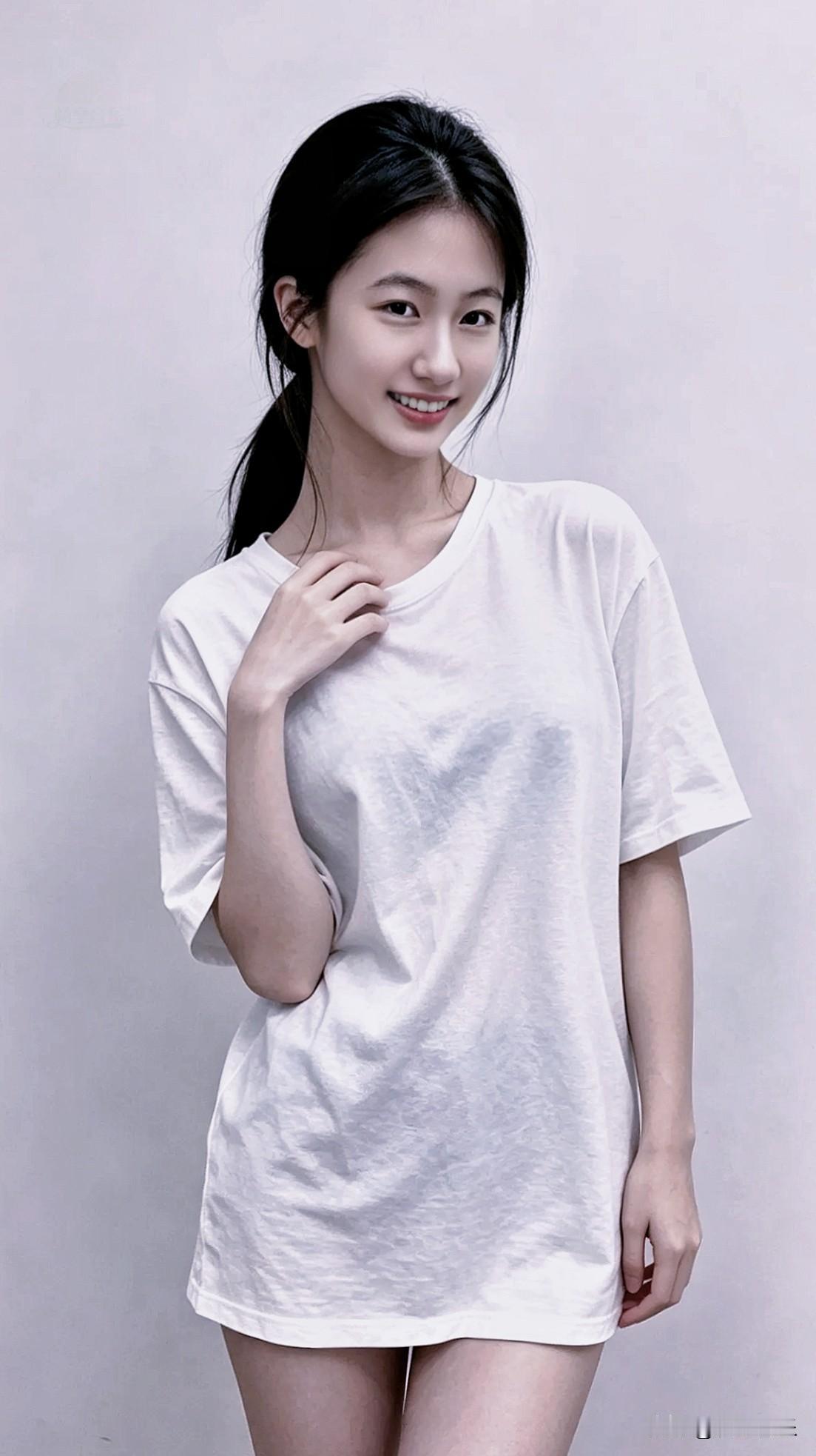素衣清颜，马尾轻垂，干净笑容治愈所有琐碎。少女风写真照分享你的随手拍分享一张