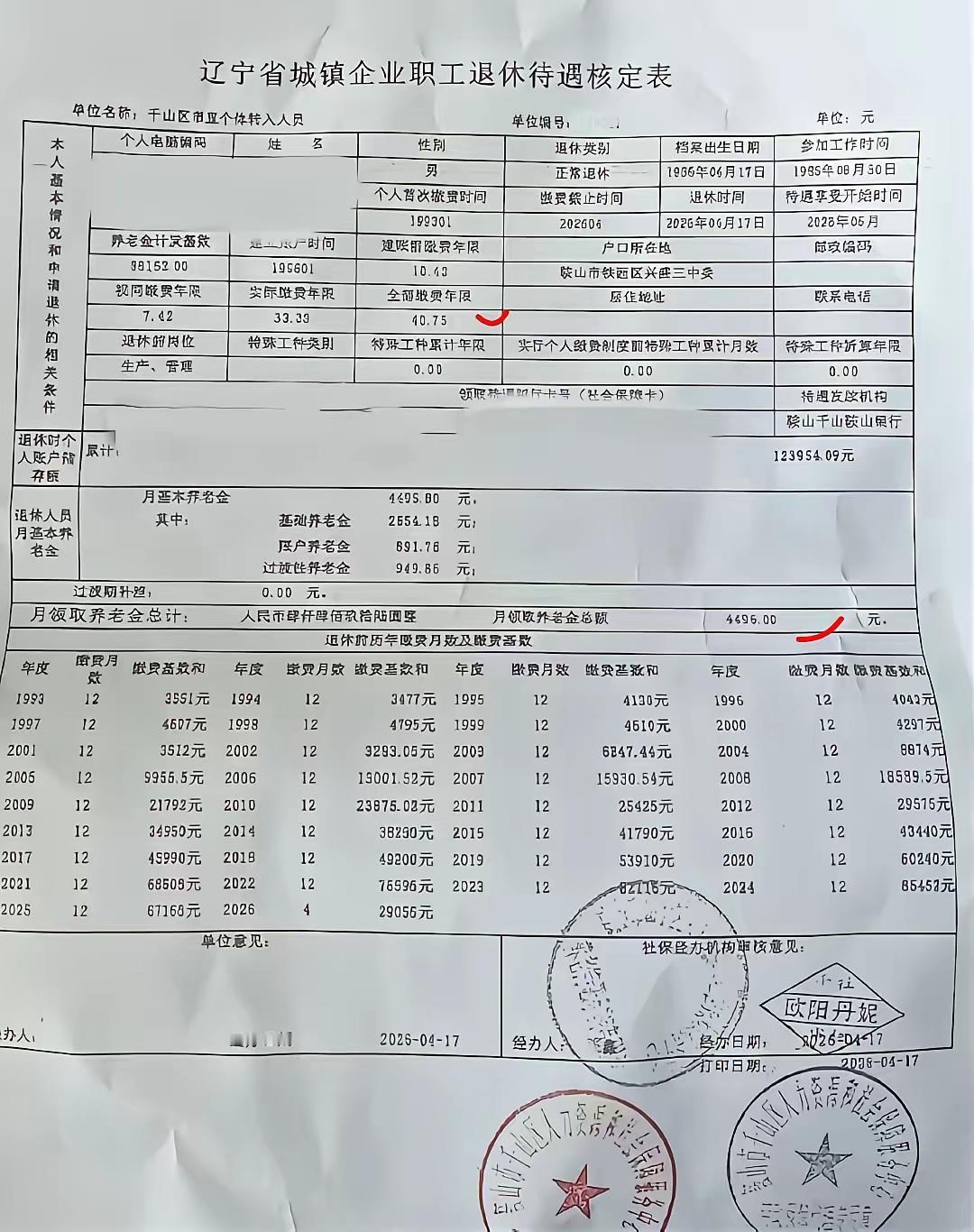 在网上看到一位辽宁千山朋友晒出的退休工资表。大家纷纷抱怨辽宁的工资水平太低，这还