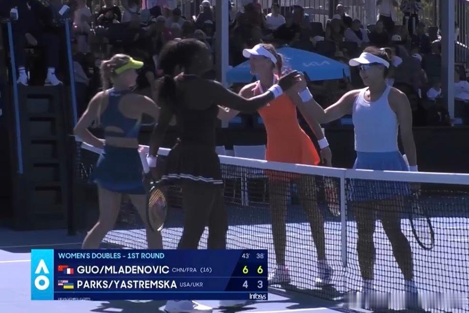 🔵澳网2026女双首轮✅【16】🇨🇳郭涵煜/🇫🇷梅拉德诺维奇6-4/