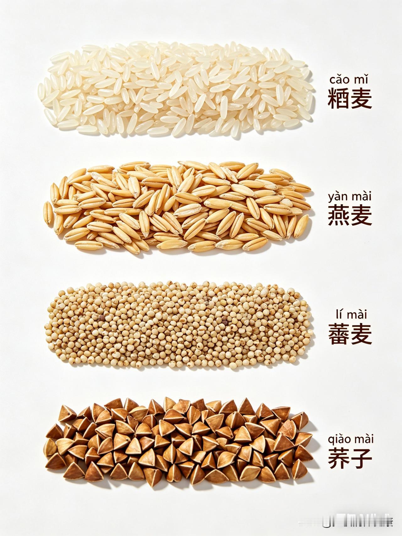 【四大控糖粗粮】拼音+通俗讲解1.读音标注•糙米（cāomǐ）