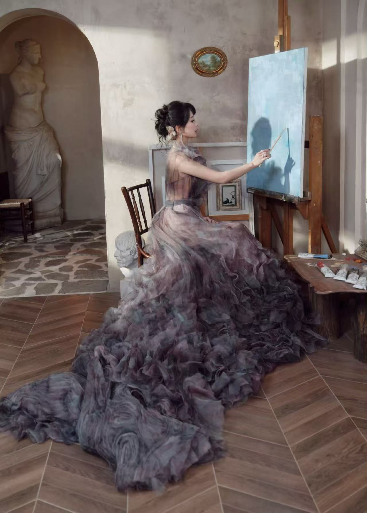 杨紫褶皱纱裙杨紫褶皱紫纱裙杨紫褶皱纱裙，好美，😘😘😘​​​