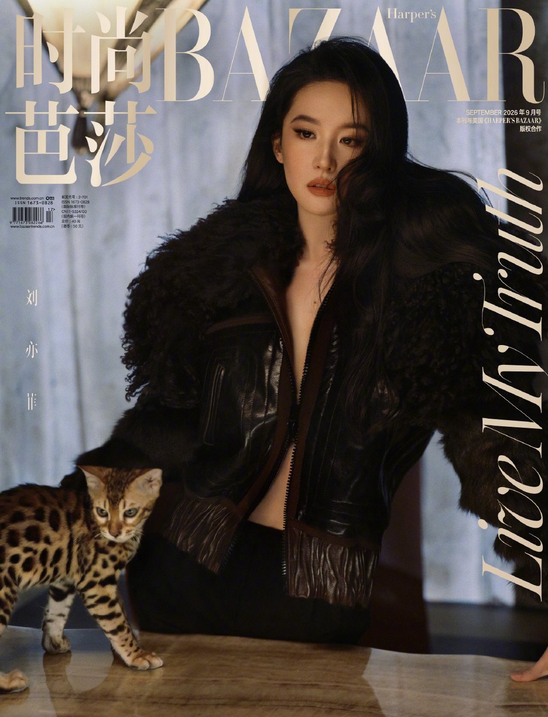 柳宗源回应刘亦菲金九芭莎封面柳宗源拍的刘亦菲金九芭莎封面，猫狗双全了
