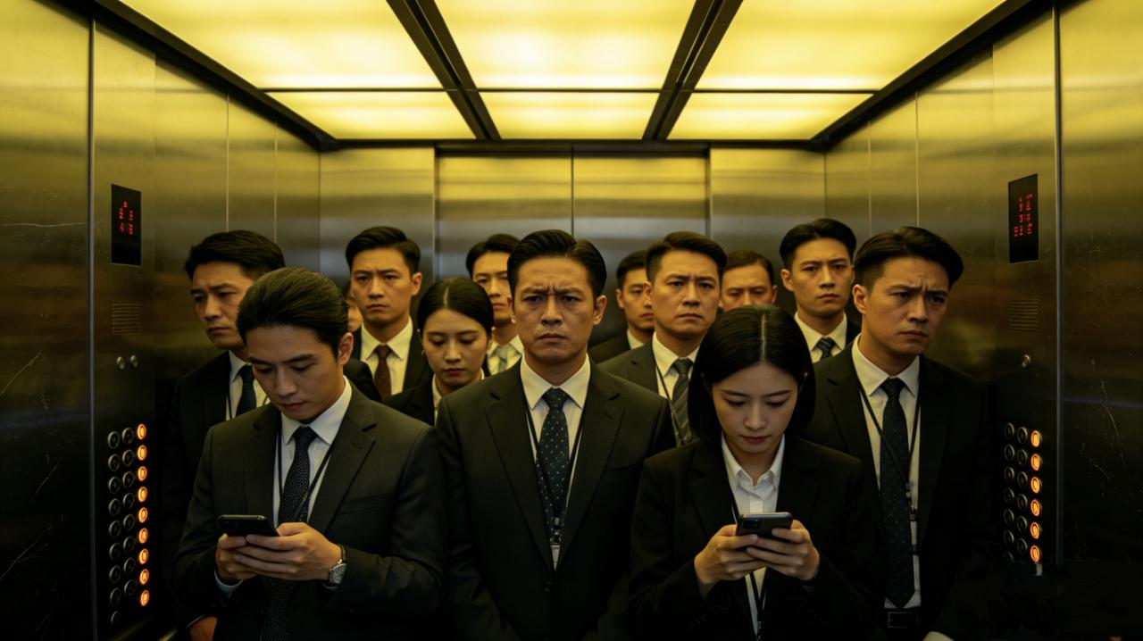 公司大楼早高峰电梯永远不够用，每层都停。新来的部门总监，观察了一周之后，发了一