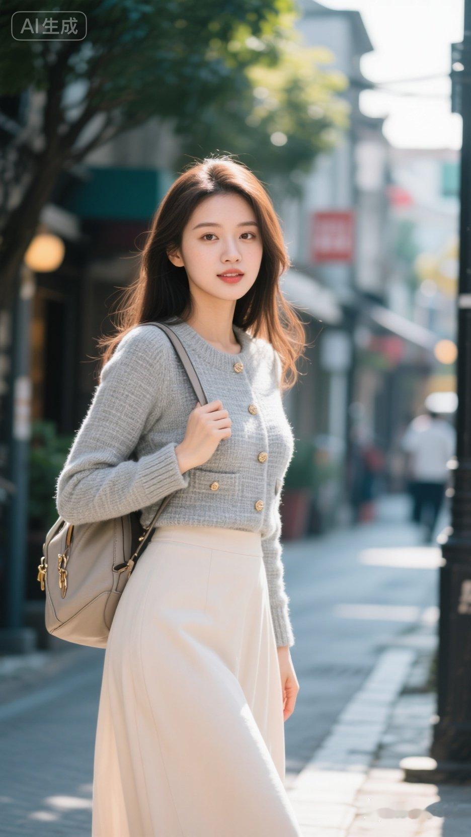 优雅街拍，时尚穿搭，轻松自在，享受美好时光。