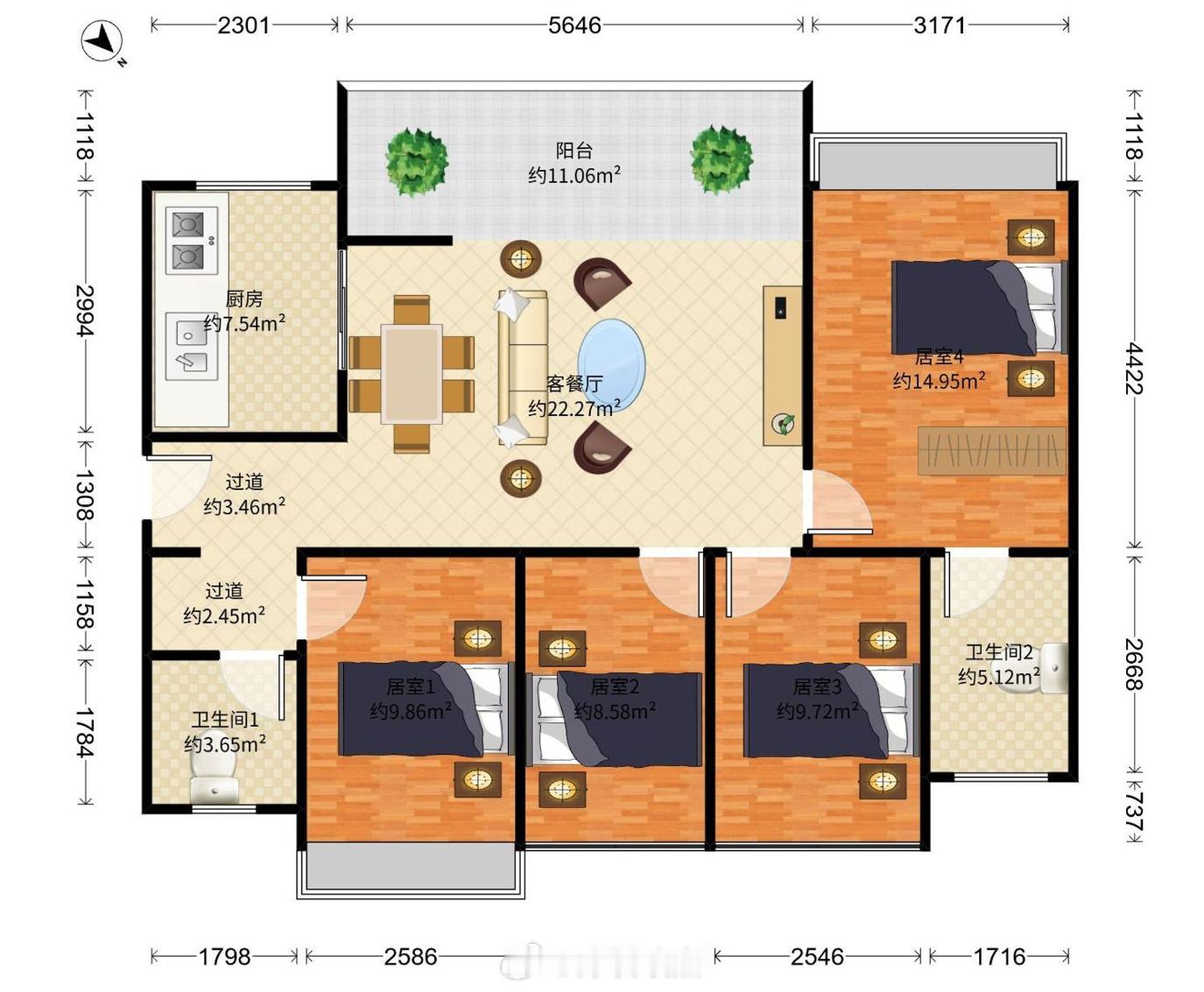 最近半个月深圳北站华润超核润府成交数据：1栋1单元35楼114平4房西南向82