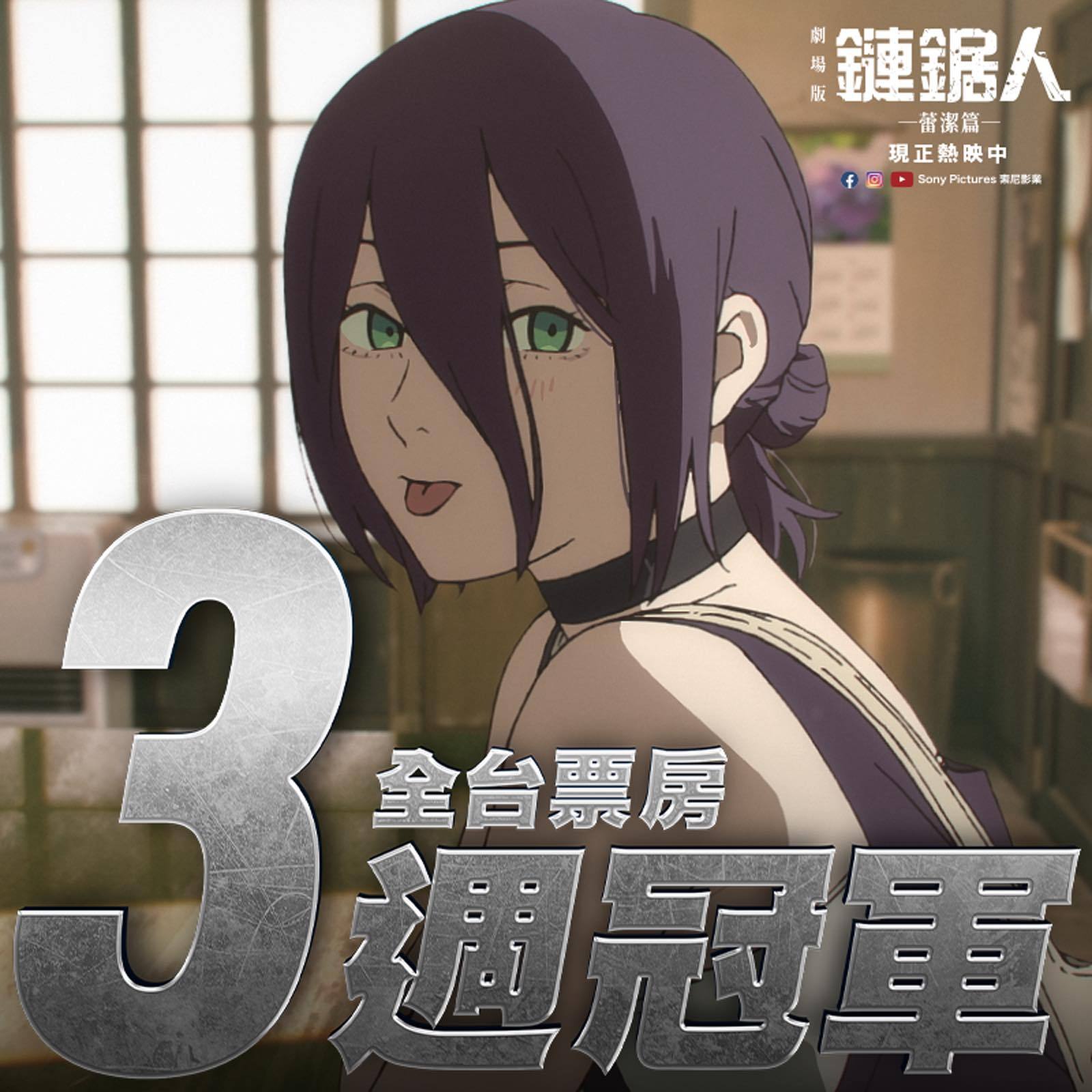 2025年第41周台湾票房：1.《链锯人剧场版：蕾塞篇》四连冠，累计票房1.
