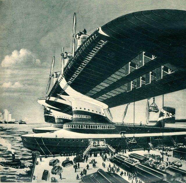 航空创作计划据说这是1934年某个或某些美国工程师设计的跨大西洋水上飞机。其翼展为183米，机身长度