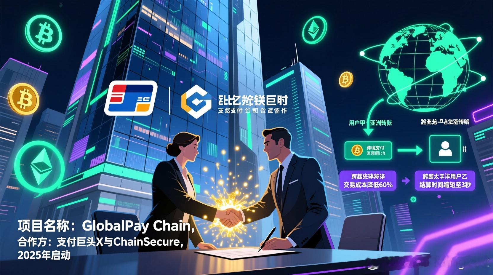 知名支付巨头宣布与区块链公司合作，探索利用加密货币进行跨境支付。该项目旨在降低交