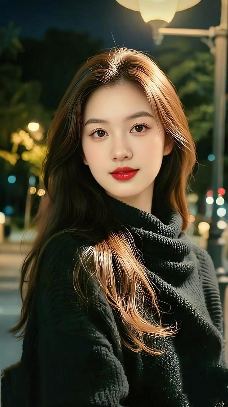 《夜灯下的暖绒》街灯把夜色晕成软黄的光雾，晚风裹着秋凉，轻蹭过毛衣的绒纹。