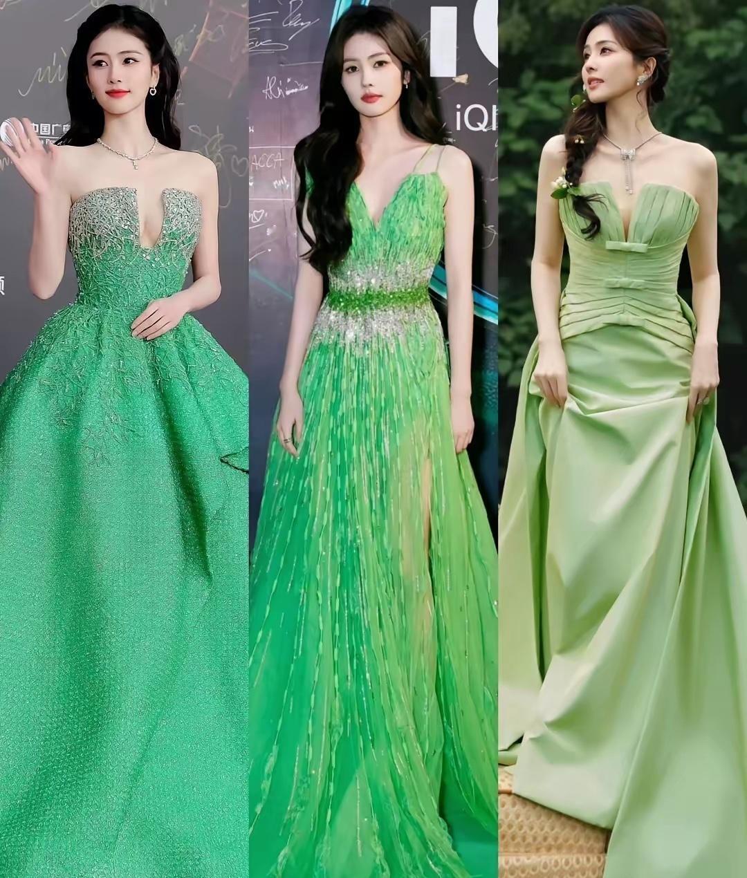 白鹿的三次绿色TonyWard裙子💚颜色真的好衬她，你最喜欢哪一套？