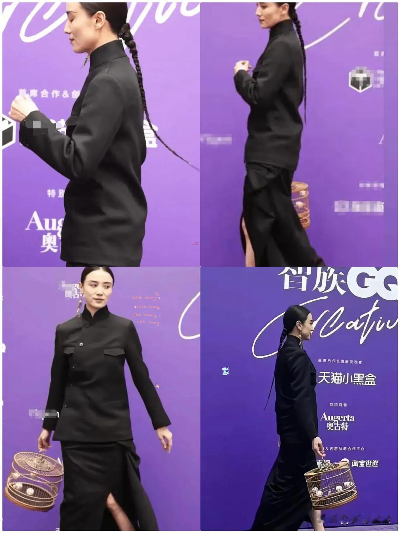 宋佳的金钱鼠尾辫子造型，真是诚意满满。好一个提笼架鸟，好一个小辫子头老鼠尾吧。