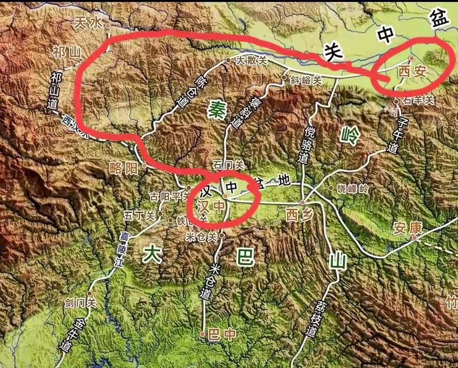 看到这张图，对诸葛亮六出祁山孔明六出祈山不理解，要攻入长安，最短的路线是子午道