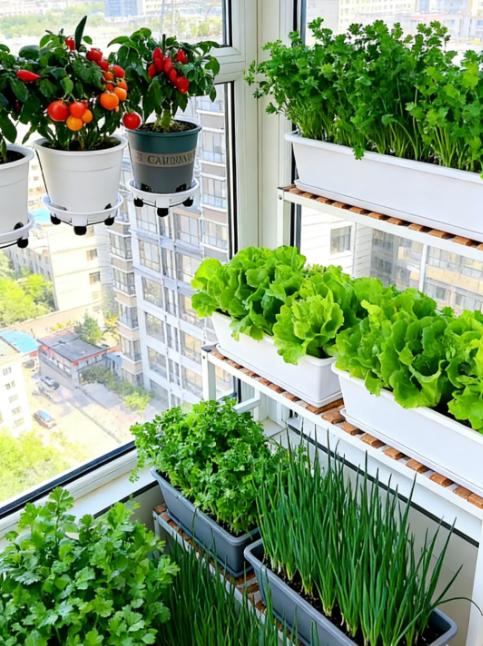 闺蜜上个月来我家，看见阳台上绿油油的一片，当场惊呆：“你这是把菜市场搬回家了？”