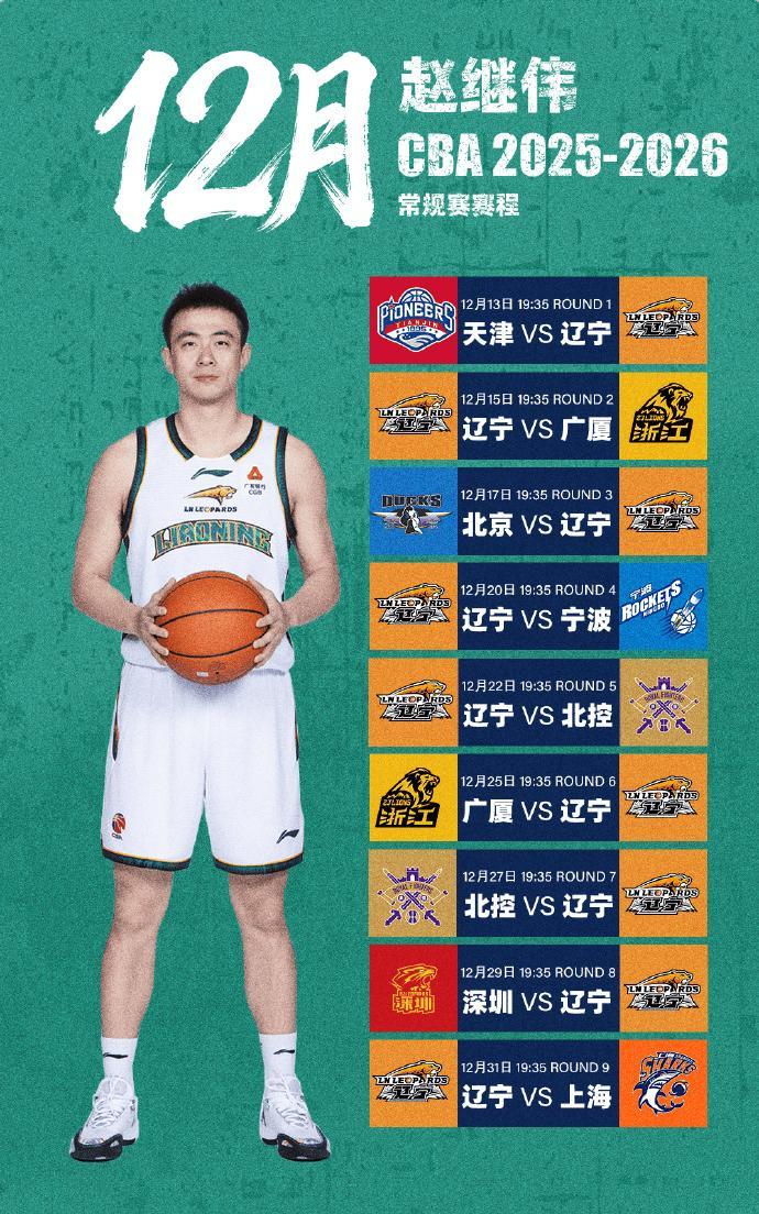 赵继伟工作室发出了辽宁男篮的近期对阵情况，在全运会当中，赵继伟在一次上篮时拉伤腿