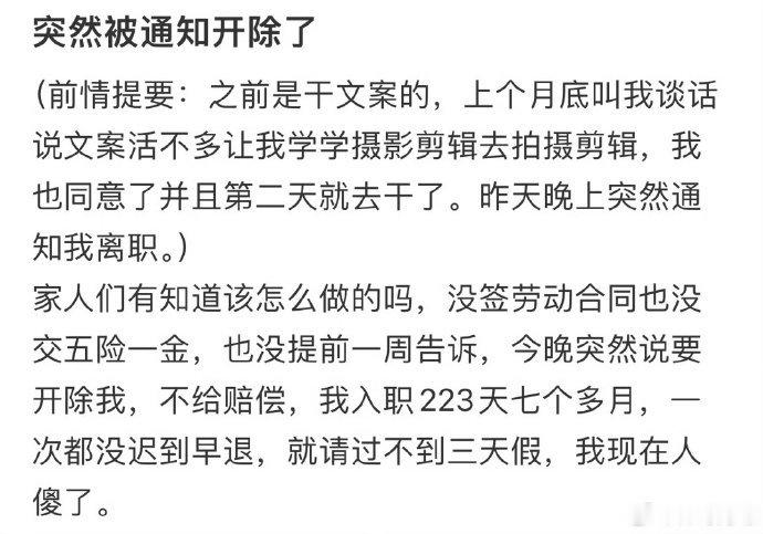 突然通知被开除了这句话真的缓解了我的职场内耗
