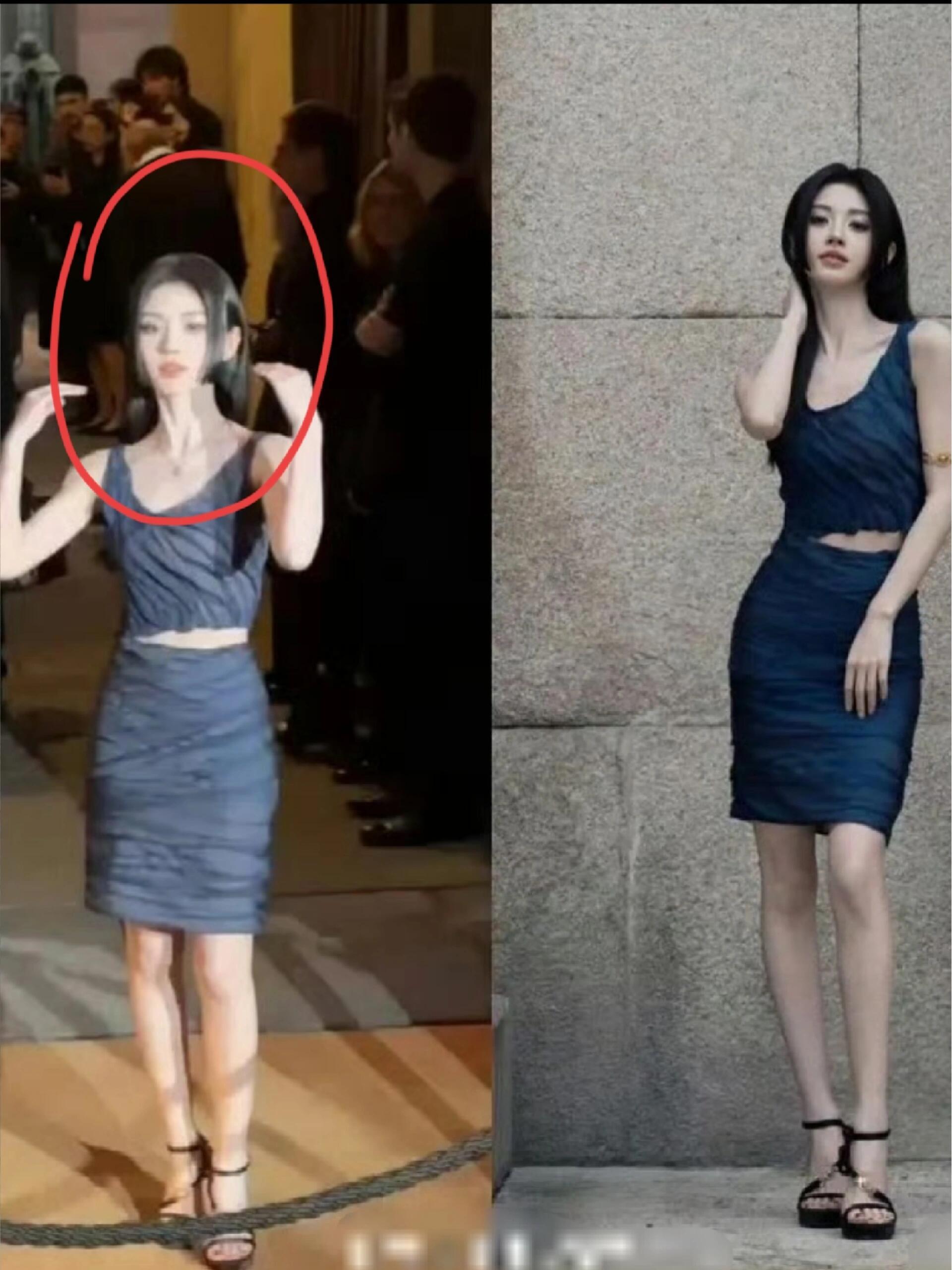 网友整理的鞠婧祎时装秀的生图和精修对比，差别大吗？🤔​​​