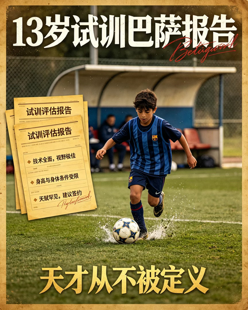 #梅西13岁试训巴萨报告#足坛最新曝光20年前巴萨绝密试训报告，13岁梅西初到拉玛西亚的真实评价全网