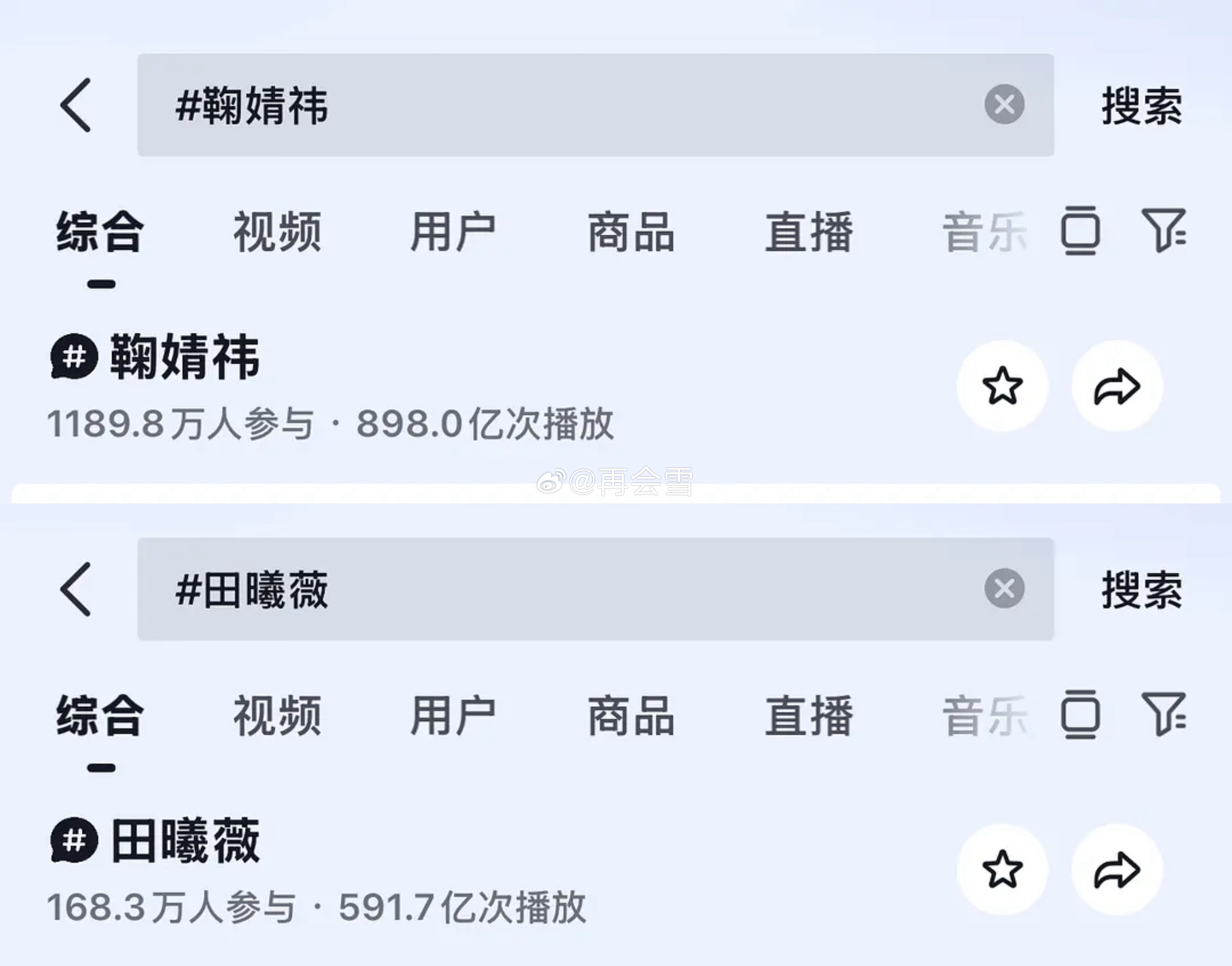 鞠婧祎和田曦薇各平台数据对比