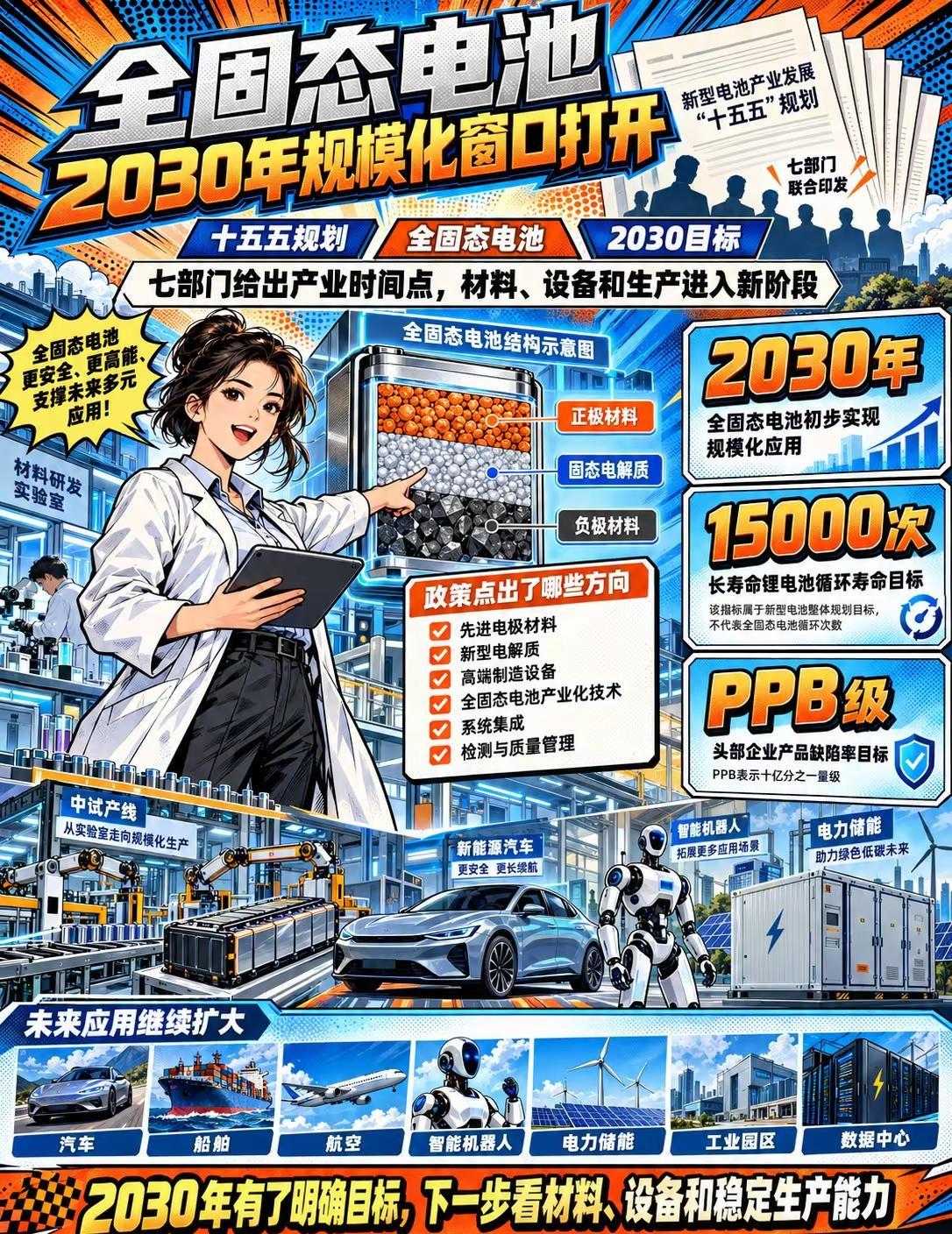 全固态电池2030年规模化窗口正式打开。固态电池有了更清楚的时间表。9月28日，