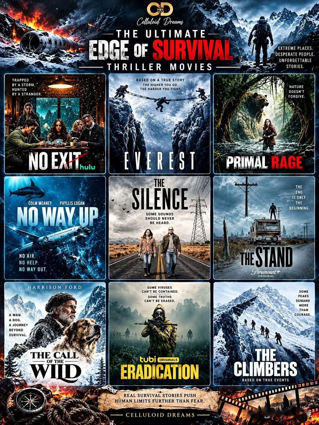 🏔️🔥极致生存绝境——惊悚生存题材影片极端环境、走投无路的人们、