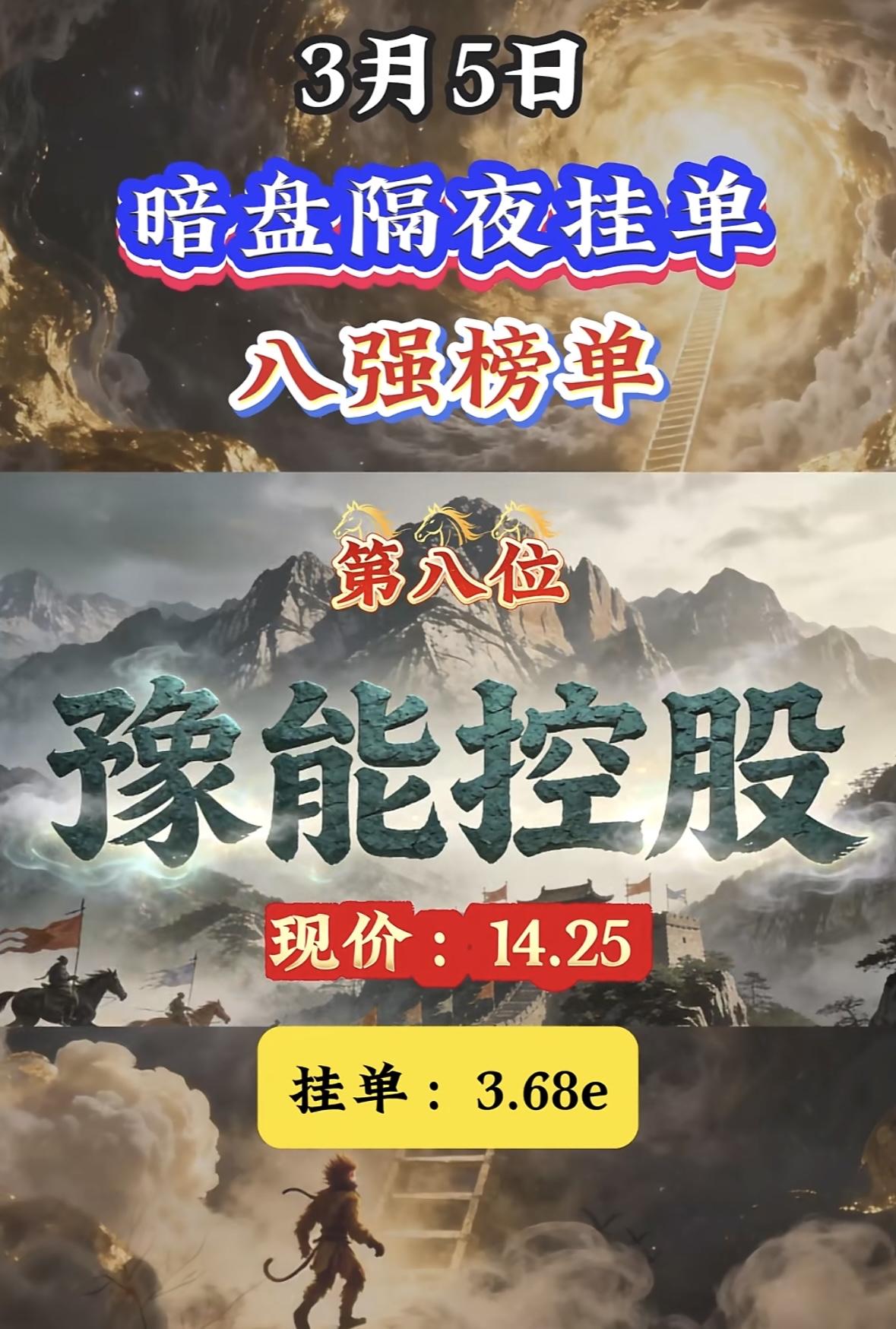 3月5日暗盘隔夜挂单前8名个股新鲜出炉！第一名平潭发展现价12.88，挂单31.