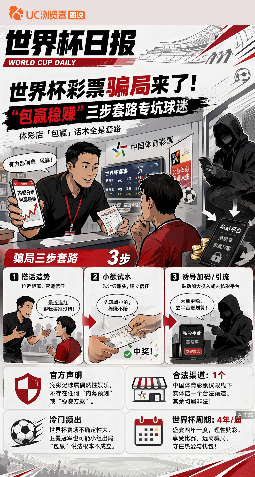世界杯彩票骗局来了！"包赢稳赚"三步套路专坑球迷