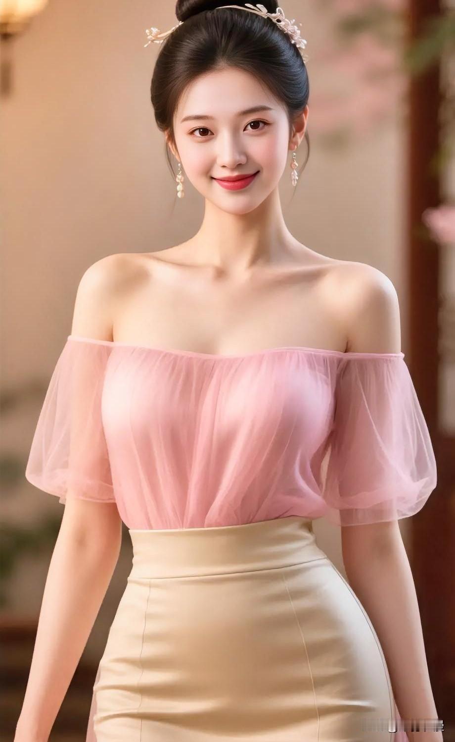 温柔粉裙加身，尽显优雅气质，柔美姿态动人心弦！🌸💕让人心动的女孩子,你喜欢哪