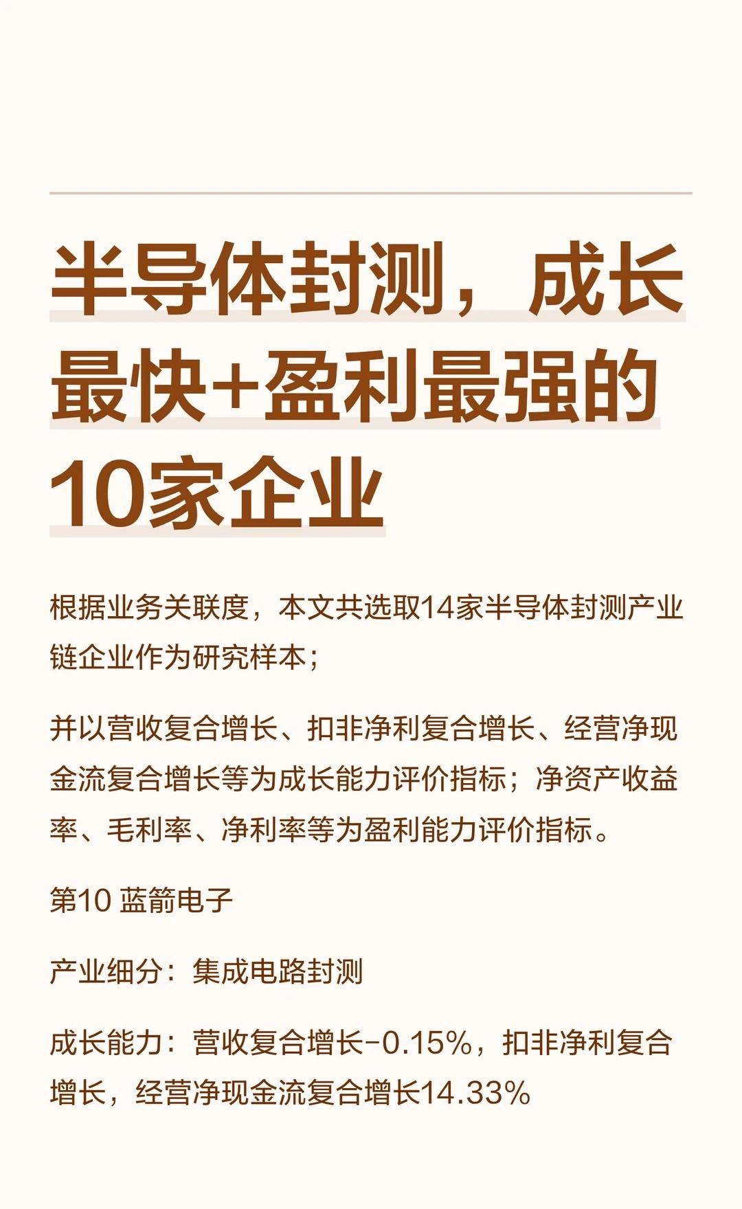 半导体封测，成长最快+盈利最强股市财经知识半导体能源股票