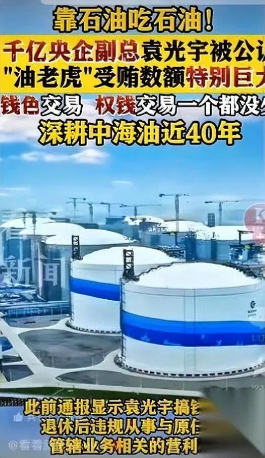 见过贪的，没见过这么贪的！千亿央企中国海油前副总袁某宇，干了快40年石油