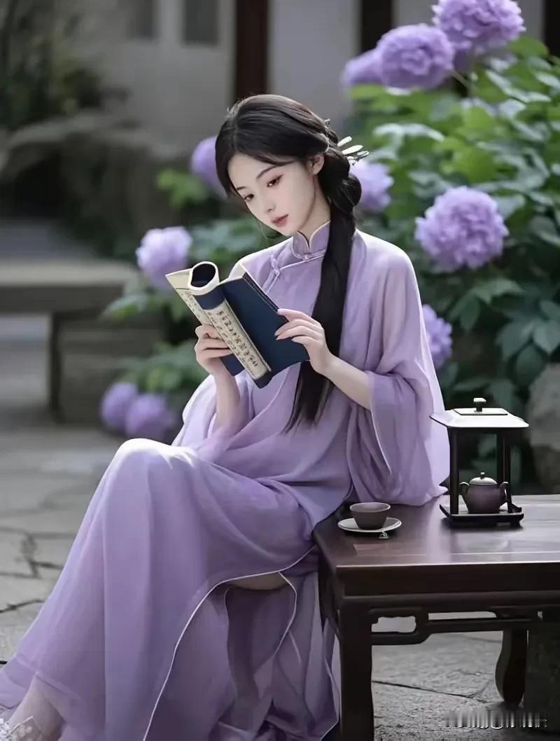 一庭紫英一素衫，一盏香茗一诗笺。一念菩提一心谧，一本诗词一情闲。