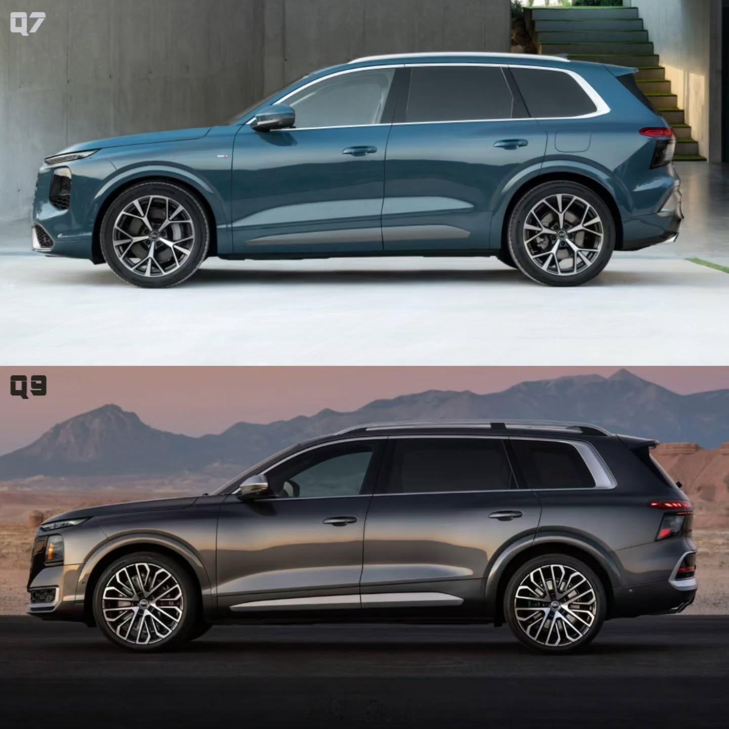奥迪全新奥迪Q7&Q9同框全新奥迪Q7&Q9同框，我觉得全新奥迪Q9的野心：是