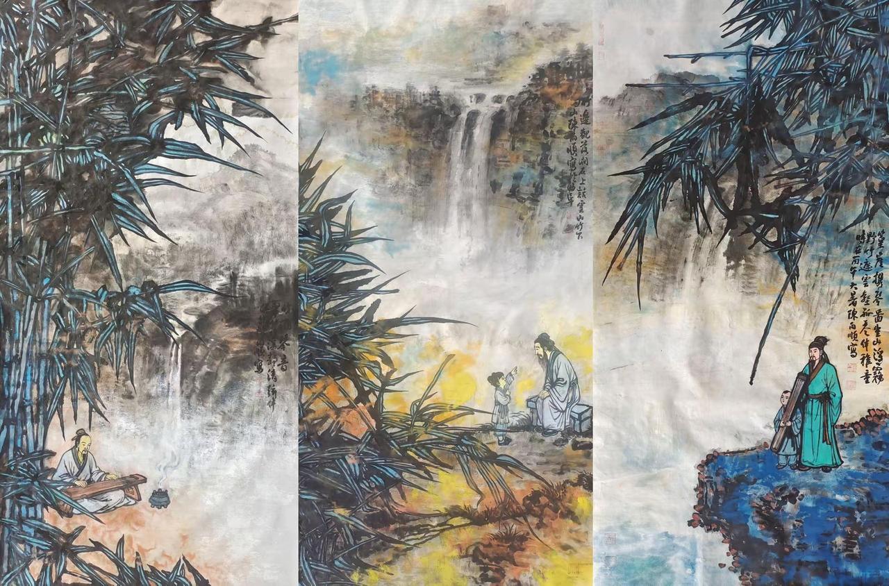 山水画理论与技法｜竹瀑山水系列｜陈雨顺。山水画理论与技法｜竹瀑山水系列｜陈雨顺竹
