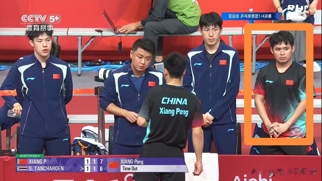 中国男乒名将林诗栋真是太失落了！在今天进行的中国队和泰国队的亚运会乒乓球男团1/