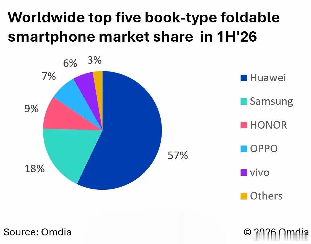 意外，上半年华为折叠屏手机占全球市场份额高达57%，一开始我以为是中国的，但是再确认确实调查报告是全