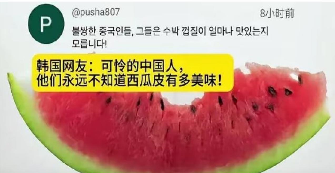 韩国人讽刺：可怜的中国人，他们永远不知道西瓜皮有多美味。俗语“男怕柿子女怕梨，母