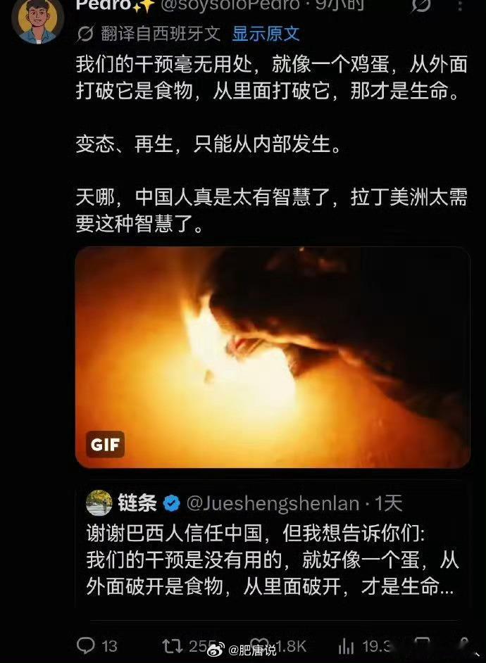 巴西网友要中国支持他们革命，结果中国网友送给他们鸡蛋的哲理，拉美网民认为有道理[
