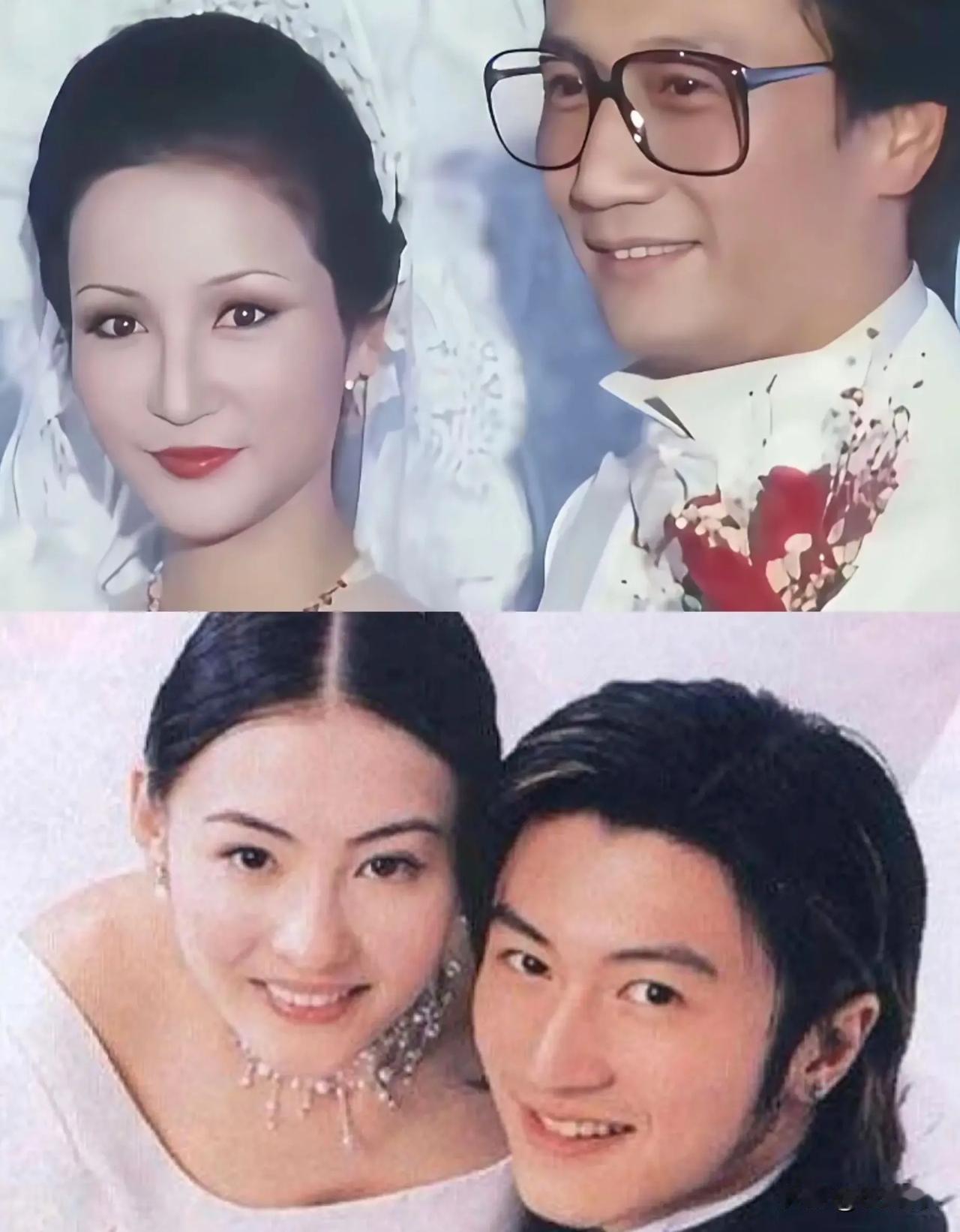 两代人的婚纱合影，皆是当年众人艳羡的金童玉女。父辈般配惊艳时光，晚辈相伴镌刻回忆