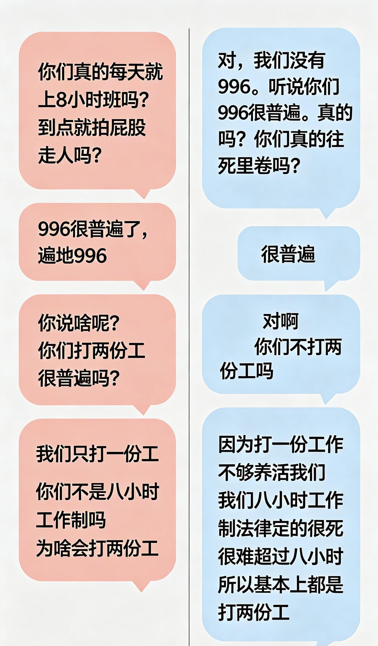 中美网友互联网对账，对方跟原来自己幻想的都不太一样。中:你们真的每天就上8小