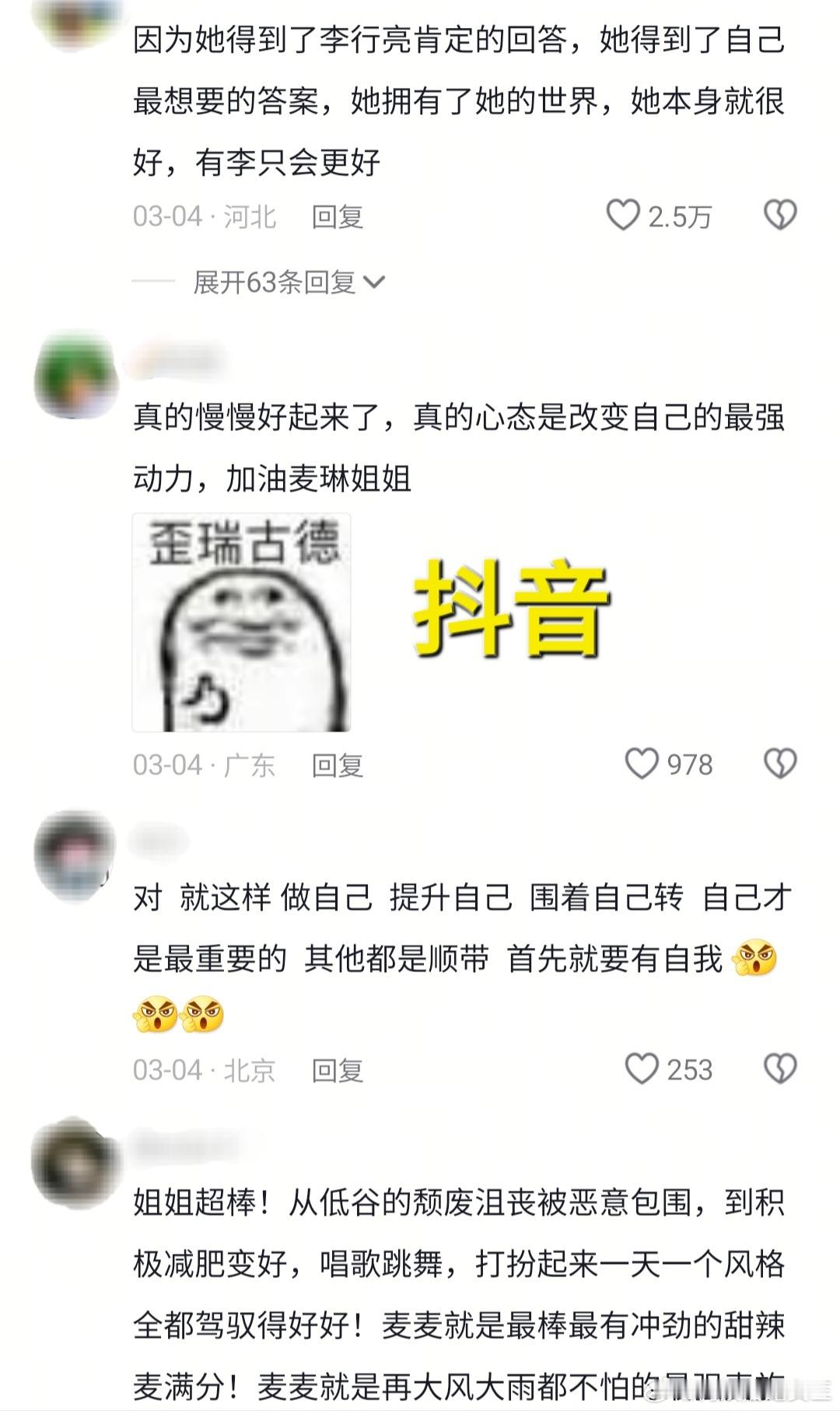 麦琳在抖音和微博的口碑两极分化的好严重呀！​​​