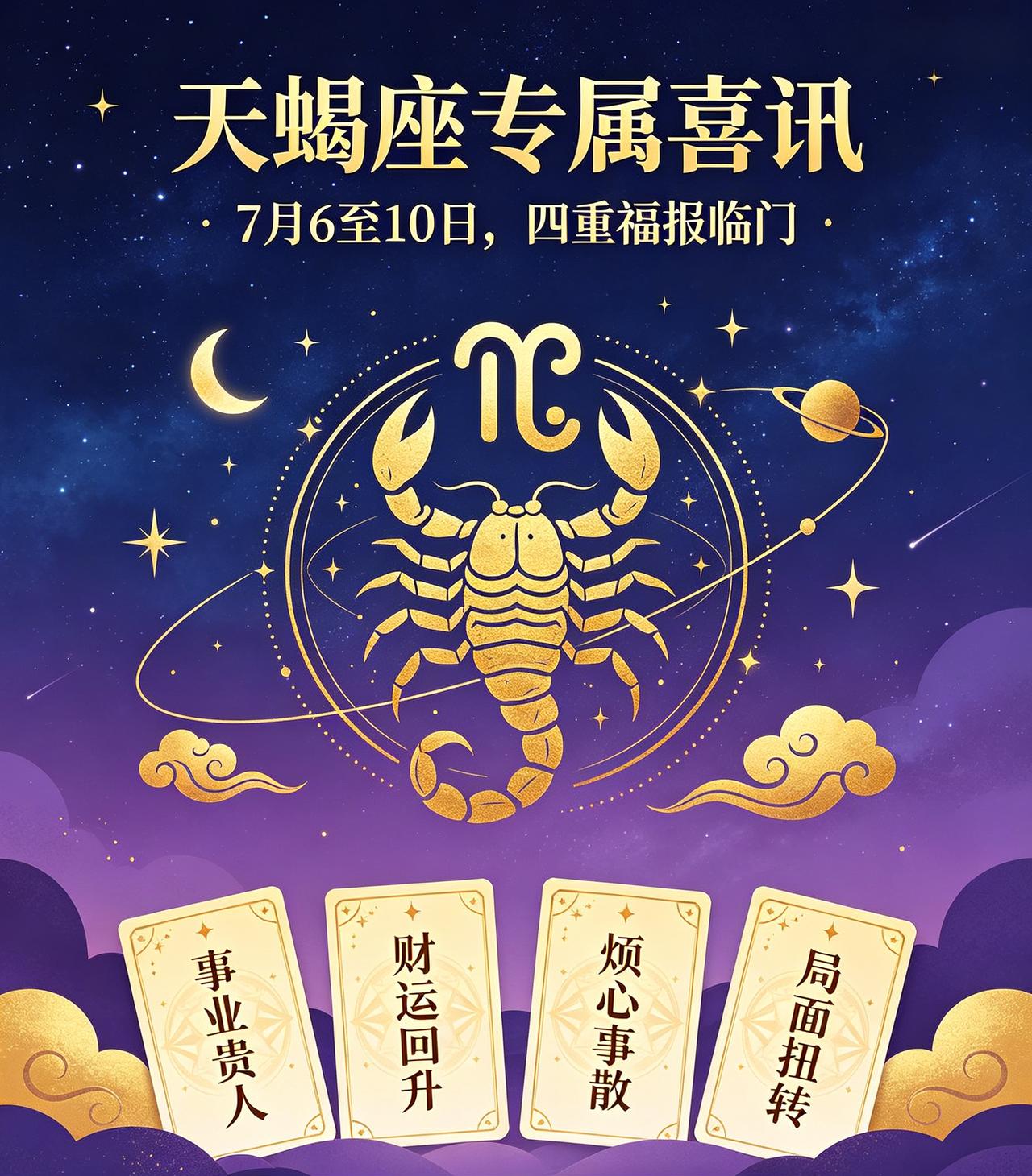 天蝎座专属喜讯！7月6至10日四重福报临门，迎来人生两大转机！！天蝎座