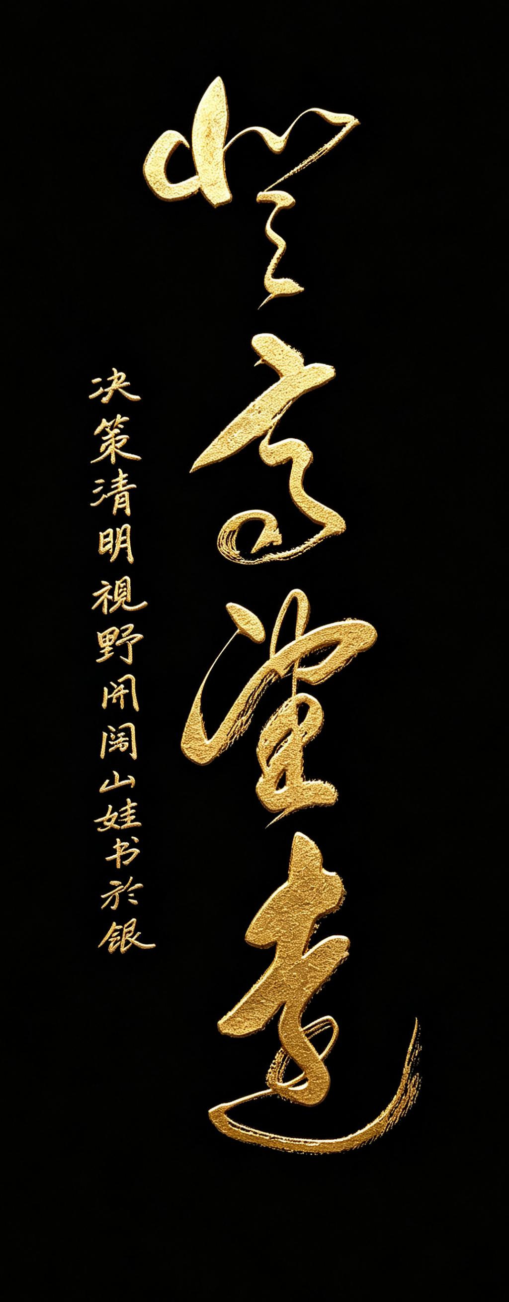 这四个字，送给正在努力的你！你看这四个字，笔势像山一样层层向上，墨色浓淡之间，