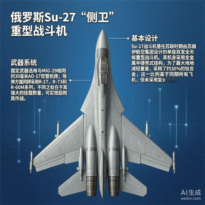 军事ai新视野俄罗斯Su-27“侧卫”战斗机Su-27战斗机是在苏联时期由苏联
