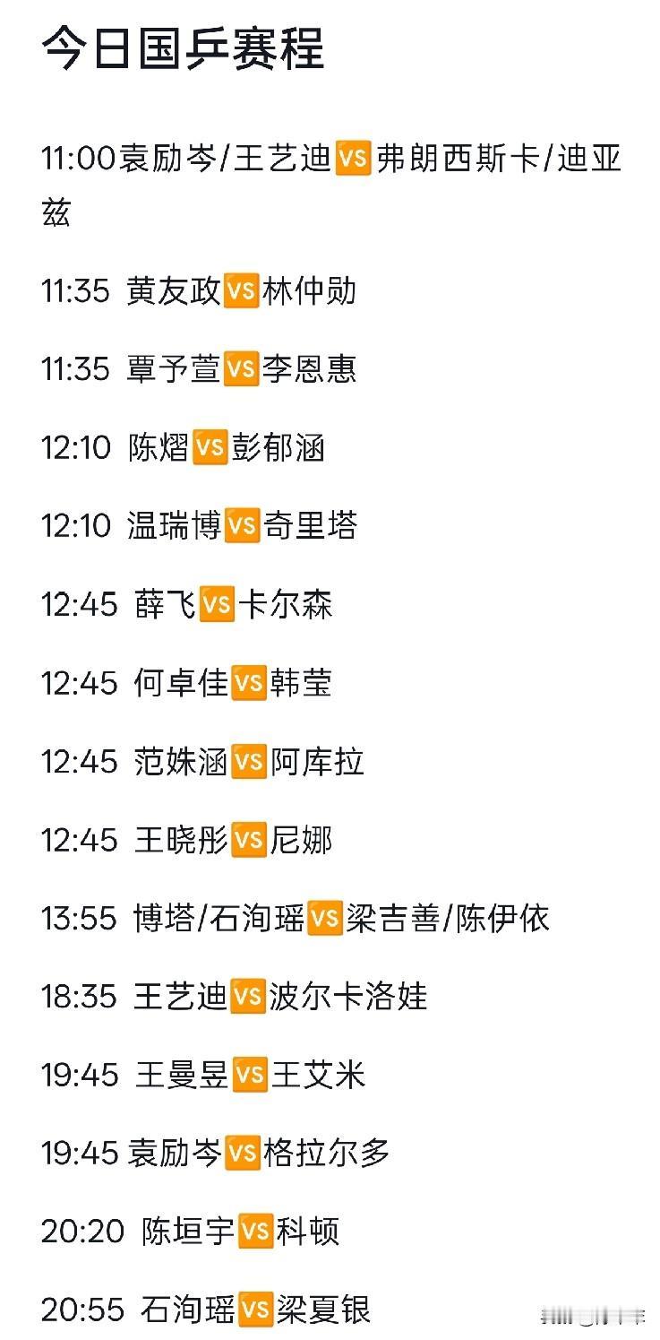 北京大满贯今天开始男女单打1/32决赛和混双1/16决赛。袁励岑/王艺迪首轮对